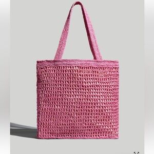 Madewell The Transport Tote: Straw Edition Pink